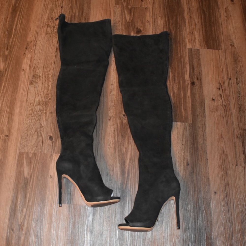 Tony Bianco Black Suede Over the Knee Boots
